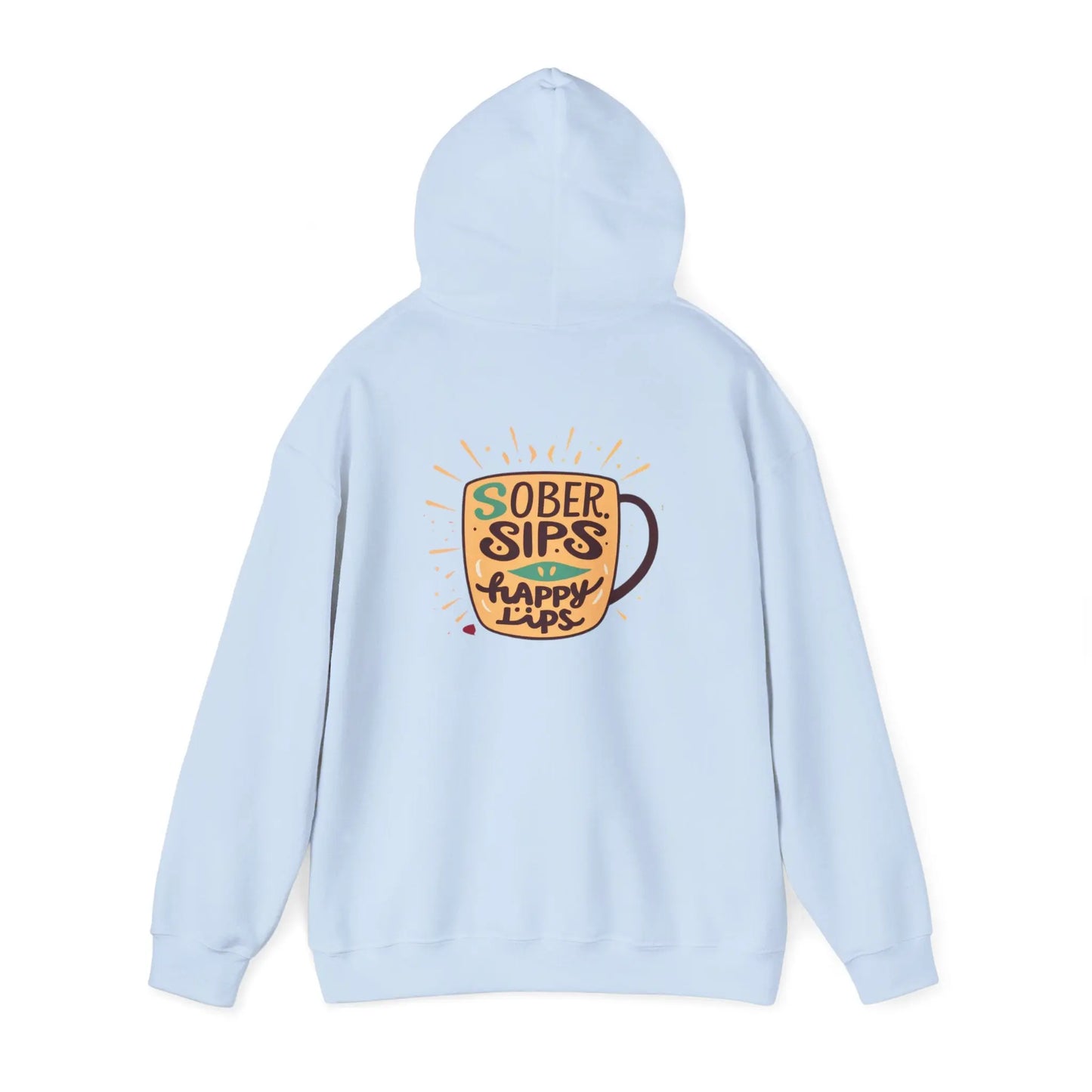 Horse Rider Graphic Hoodie — "SoberSips, Happy Lips" Coffee Backprint Printify