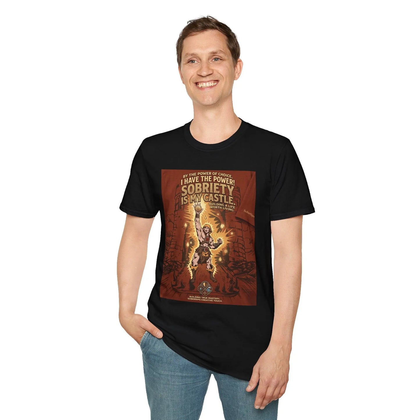 Sobriety Graphic T‑Shirt — "I Have the Power!" SoberSips Recovery Tee Printify