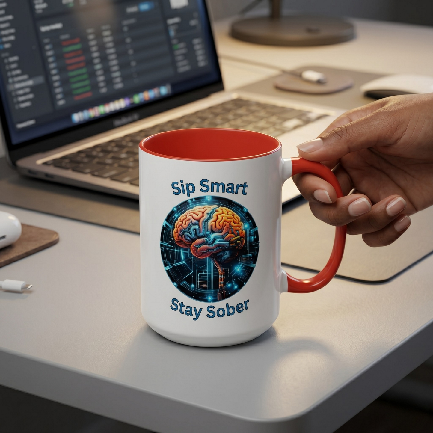 Sip Smart Stay Sober – Accent Coffee Mug | SoberSips Recovery