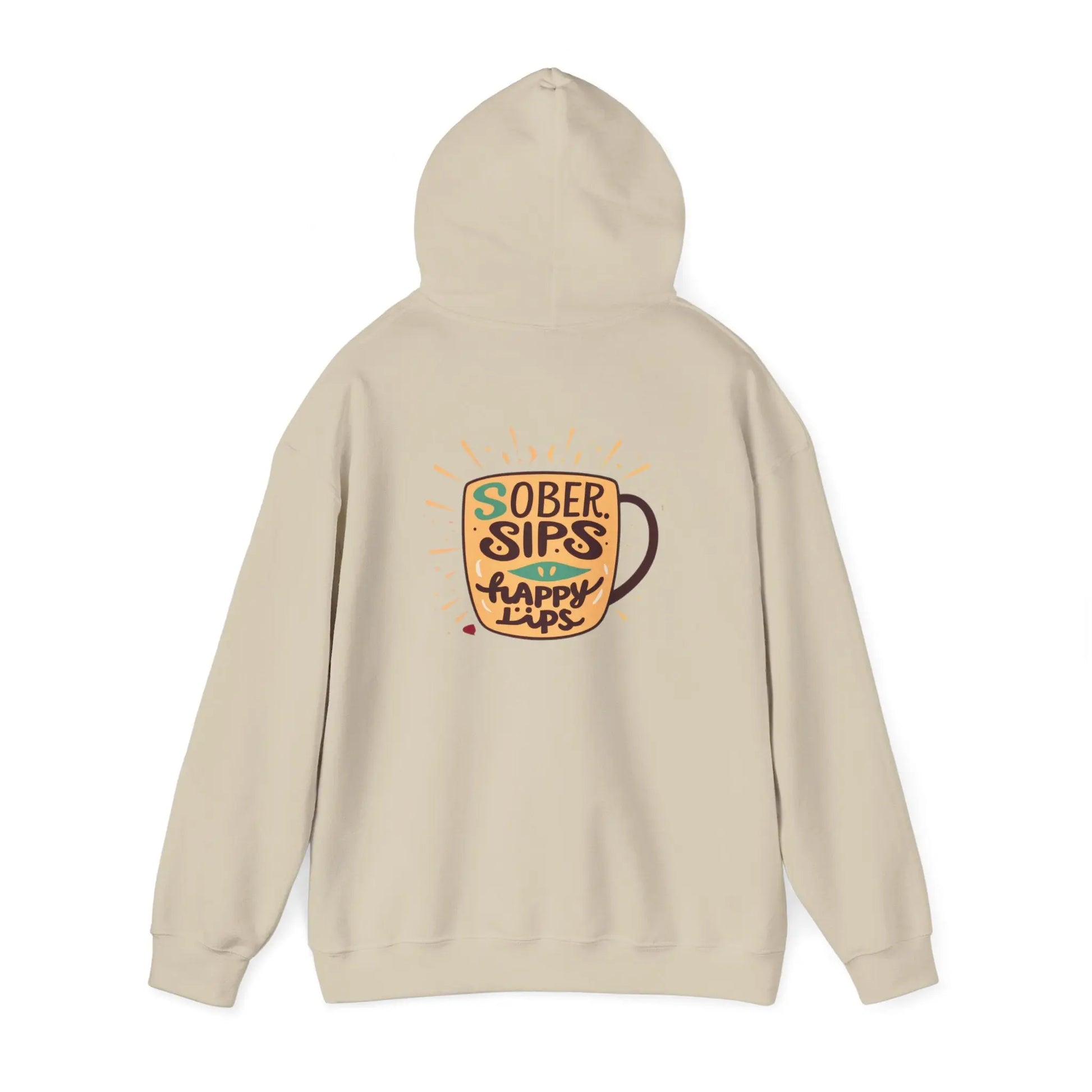 Horse Rider Graphic Hoodie — "SoberSips, Happy Lips" Coffee Backprint Printify