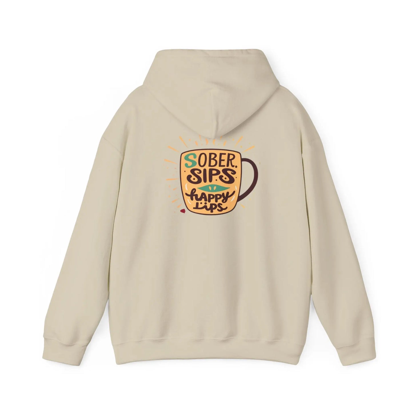 Horse Rider Graphic Hoodie — "SoberSips, Happy Lips" Coffee Backprint Printify