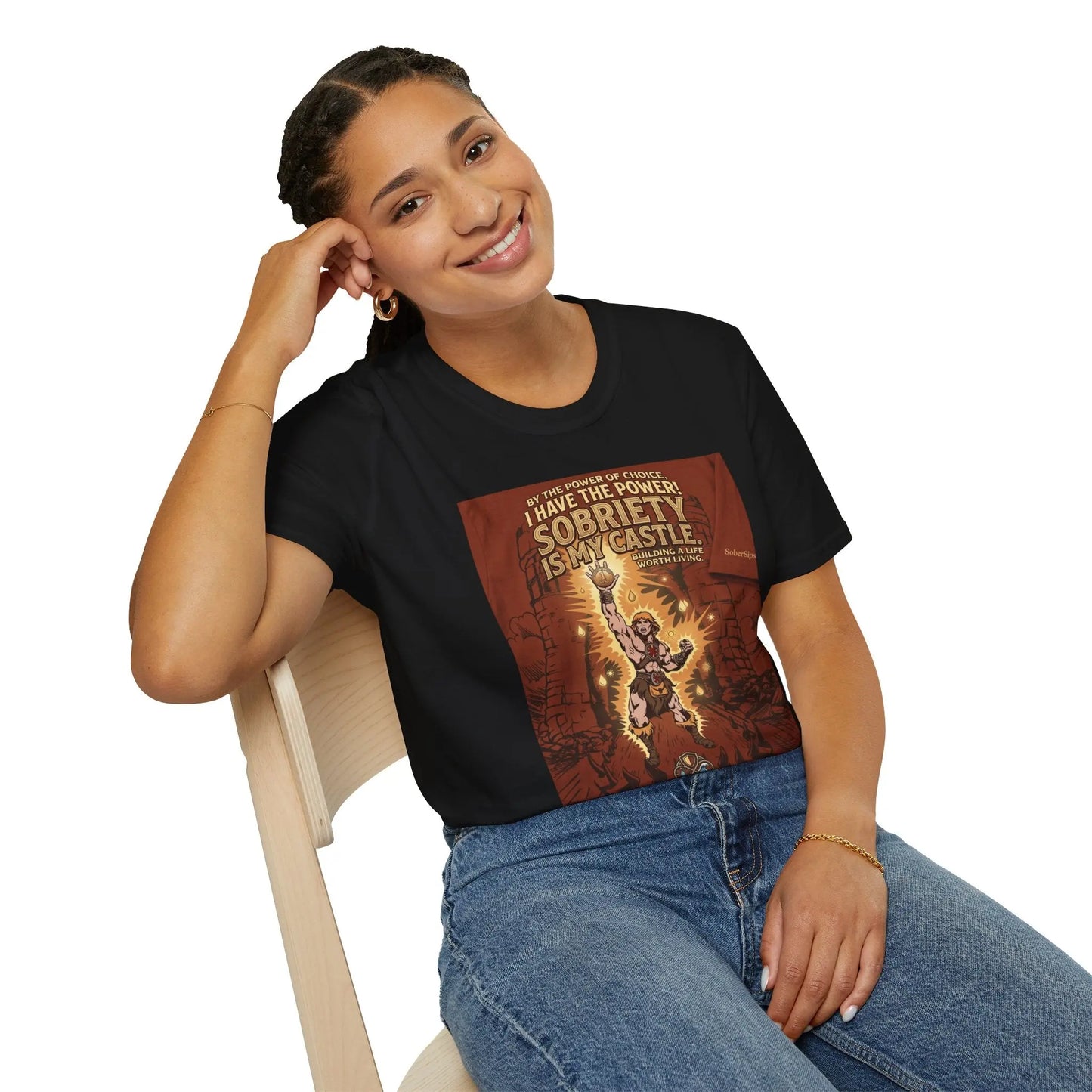 Sobriety Graphic T‑Shirt — "I Have the Power!" SoberSips Recovery Tee Printify