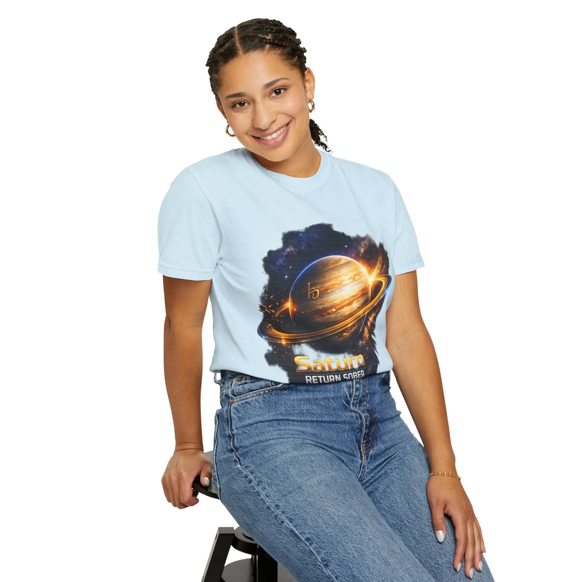 Sober Through the Saturn Return T-Shirt — '' Spiritual Astrology Tee - SoberSips_Recovery&Zodiac Printify