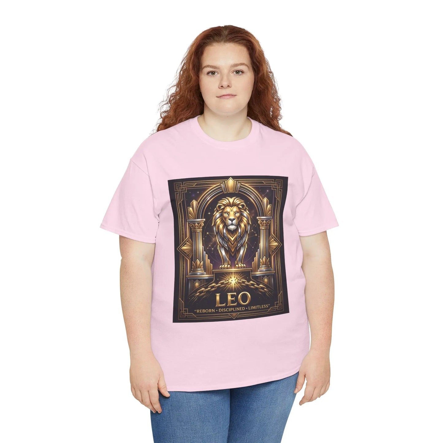 Leo Zodiac Lion T‑Shirt — Gold Heraldic Astrology Tee Printify