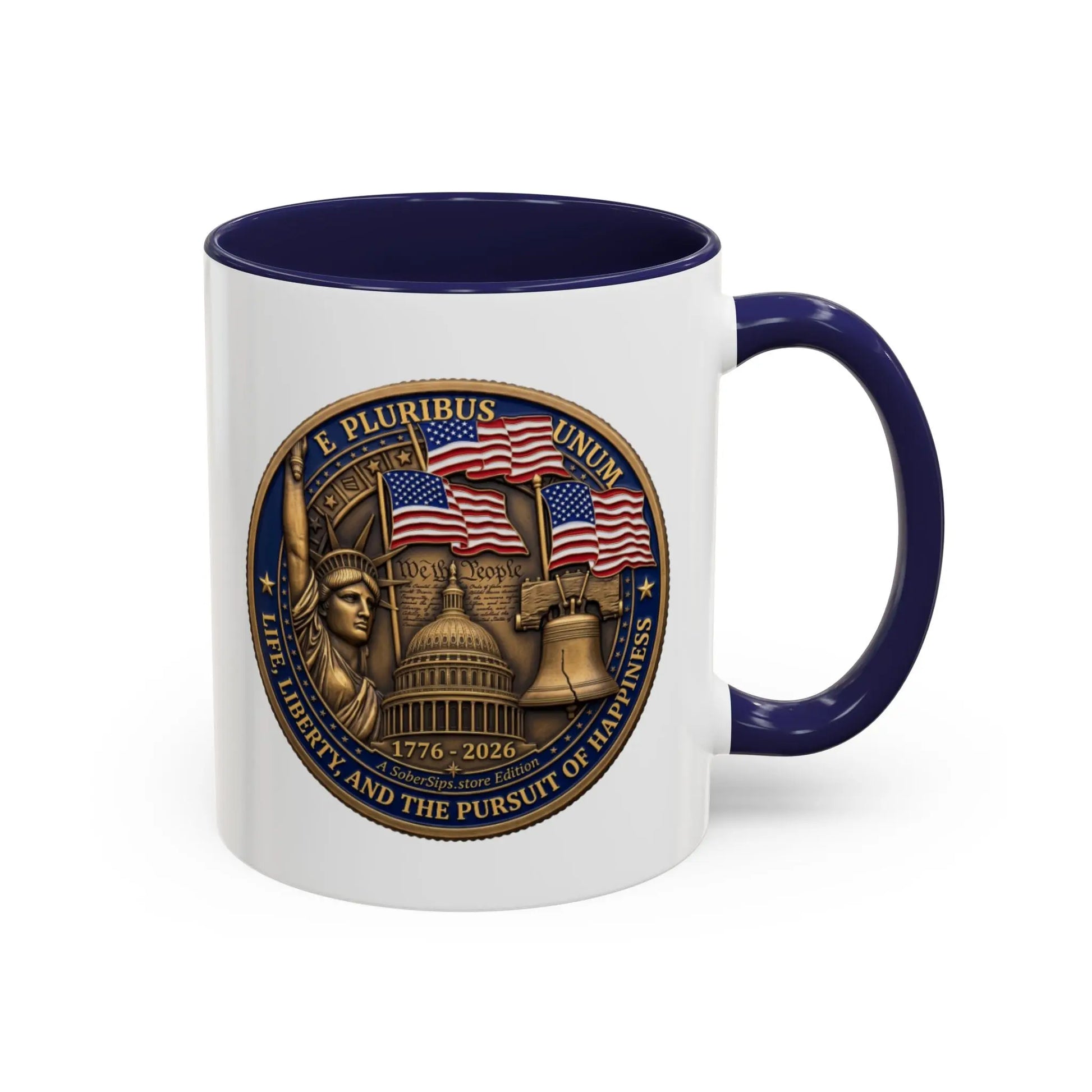 Life Liberty Pursuit of Happiness Mug – SoberSips USA anniversary edition