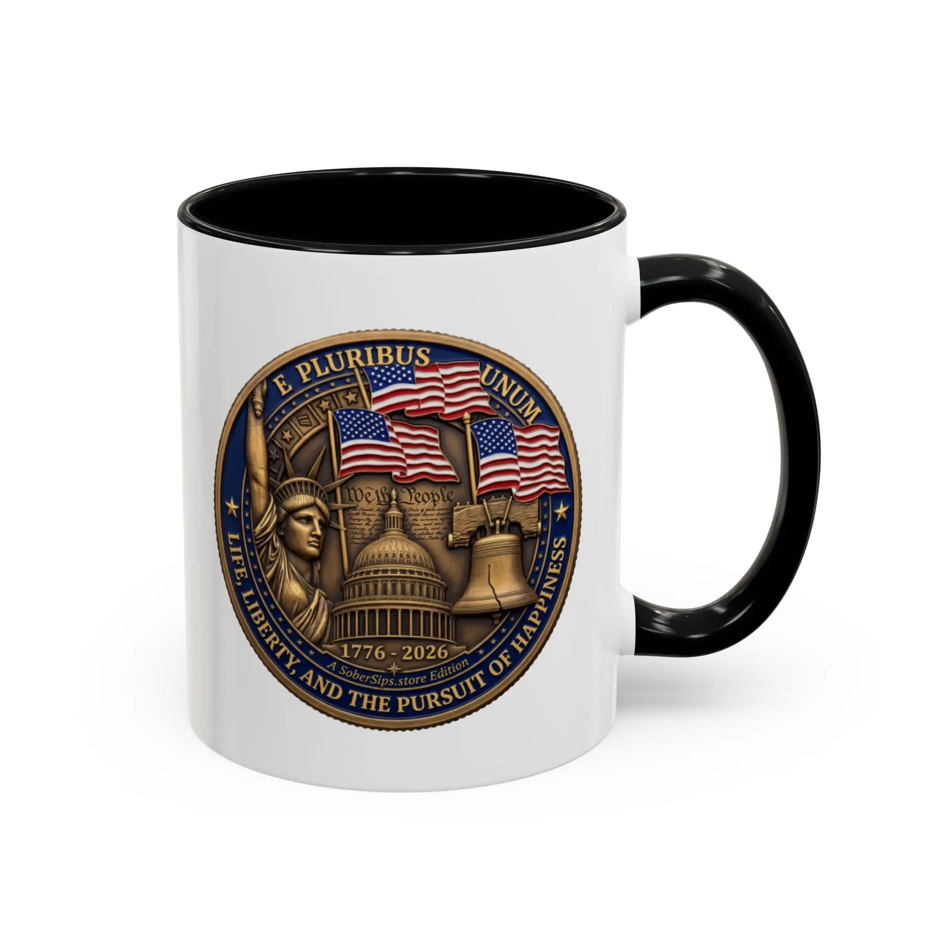 Life Liberty Pursuit of Happiness Mug – SoberSips USA anniversary edition