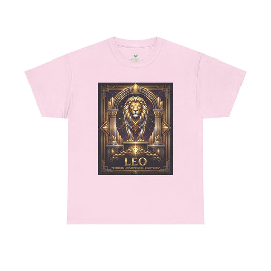 Leo Zodiac Lion T‑Shirt — Gold Heraldic Astrology Tee Printify