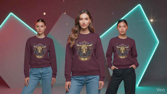 Taurus Zodiac Sweatshirt - Ornate Bull Astrology Crewneck - SoberSips